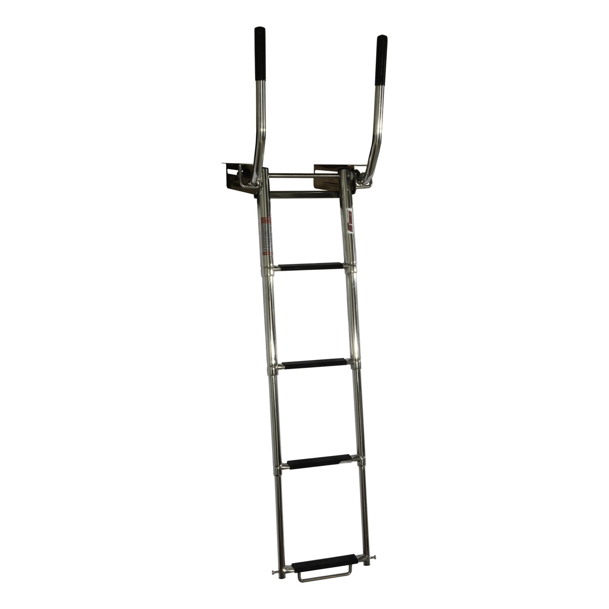 Extreme Max 3006.8804 Undermount Telescoping Pontoon, Dock, and Swim Raft Ladder with Hidden Handle and Rubber Grips - 4-Step