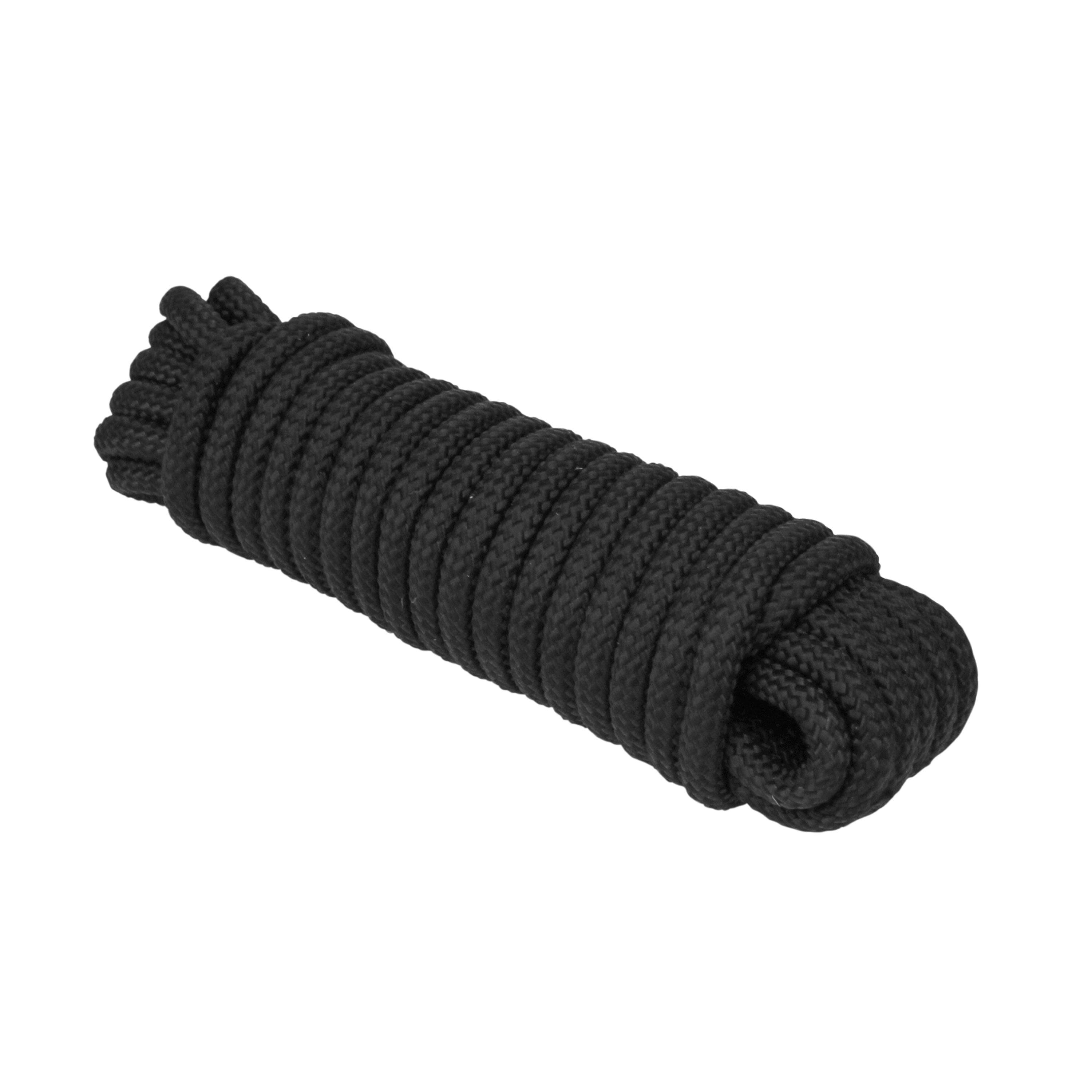 Black 1/4" x 100' Nylon Core Diamond Braid Utility Rope