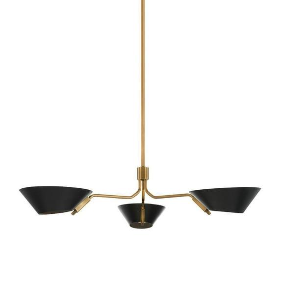 Riaz Chandelier - Black and Brass / 3 Light