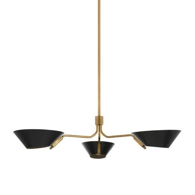 Riaz Chandelier - Black and Brass / 3 Light