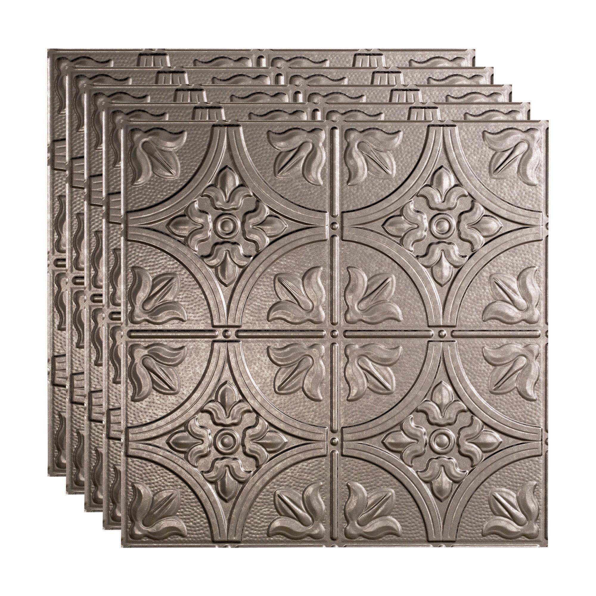 Galvanized Steel Traditional Decorative Vinyl Ceiling Panels 24" x 24" (5 Pack)