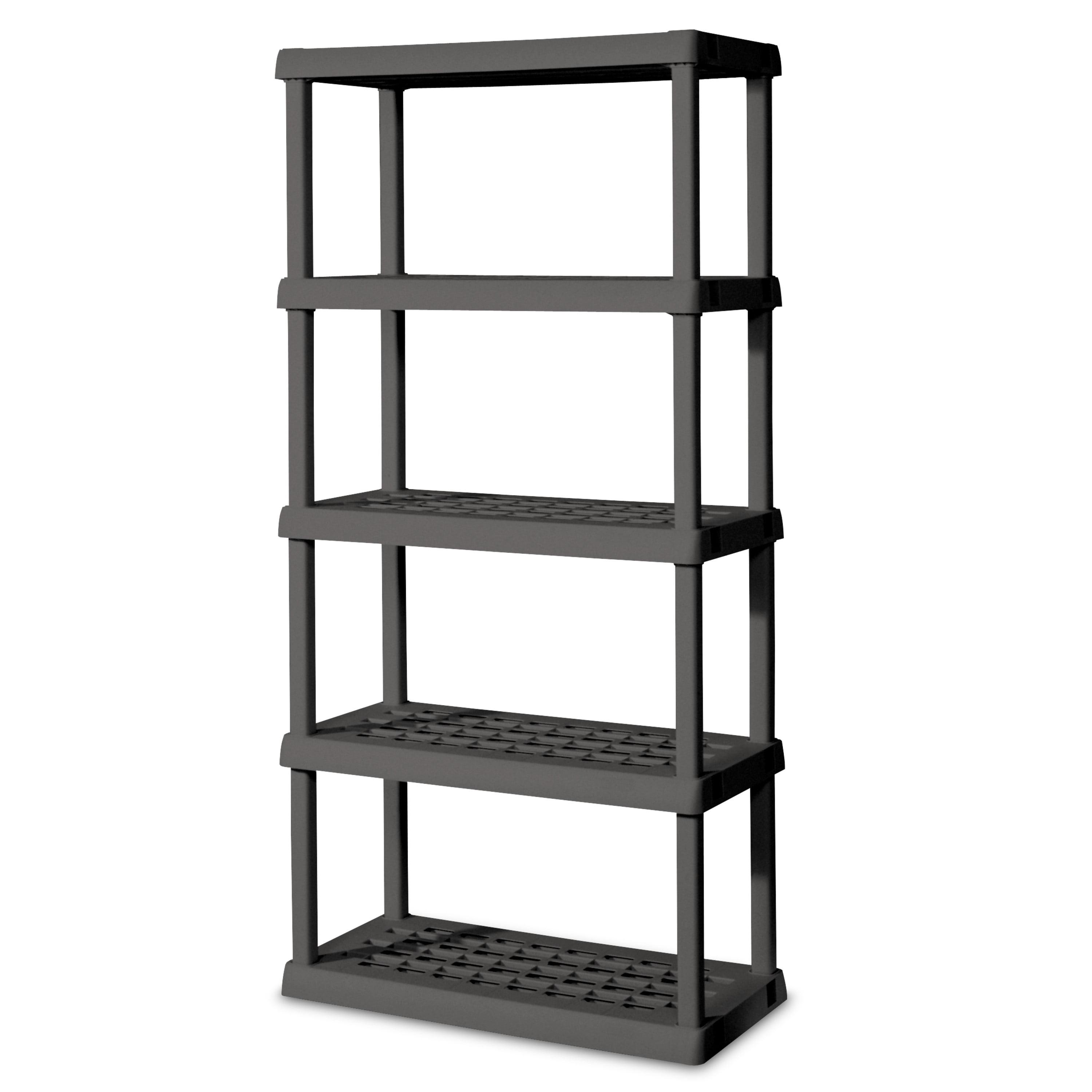 Sleek Gray 75" Heavy-Duty Plastic Shelving Unit with 5 Shelves