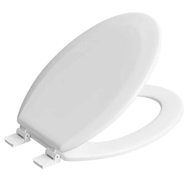 Mayfair Westport 1844EC Wood Toilet Seat with Easy Clean & Change Hinges, Elongated, White