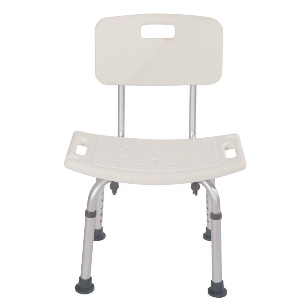 Adjustable White Plastic Bath Shower Chair with Backrest