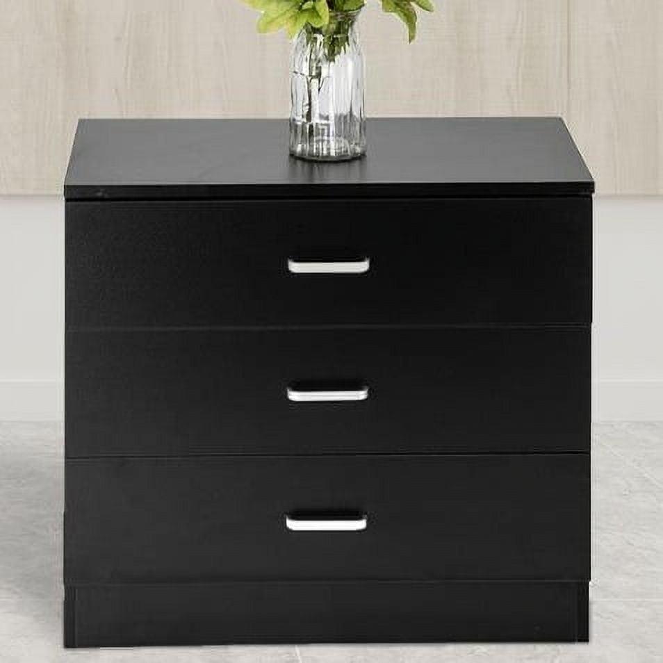 Oufan 3 Drawer Dresser, Wood Chest Drawers Cabinet with Storage for Bedroom, Black