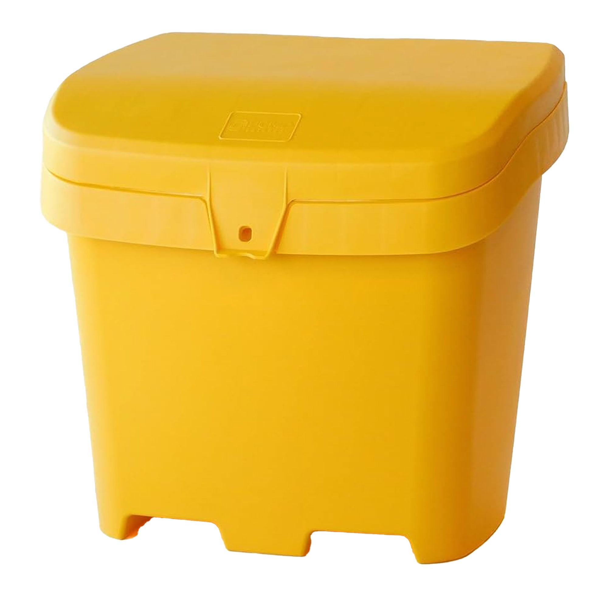 FCMP Outdoor 31 Gallon Salt & Sand Storage Box, Deck Container for Patio, Yellow