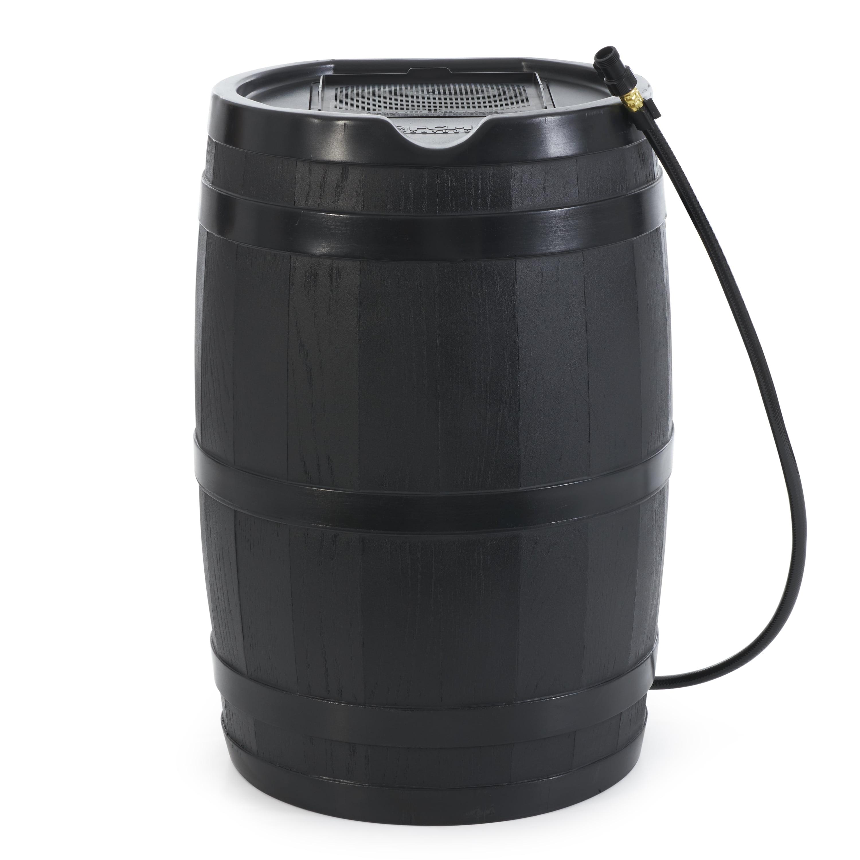 FCMP Outdoor FCMP Outdoor 45 Gallon Outdoor Rain Water Catcher Barrel Container, Black