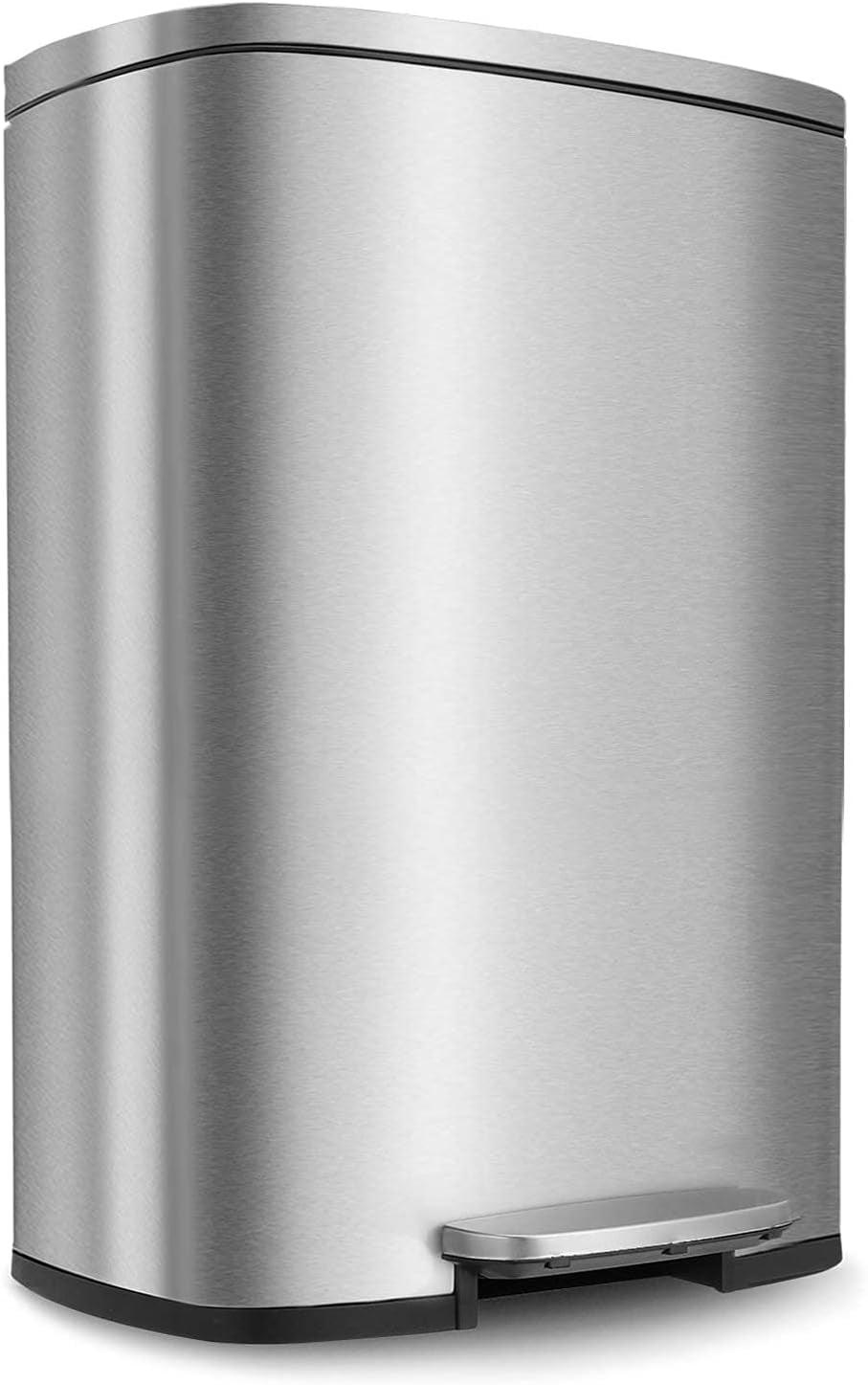 FDW Steel Step On Kitchen Trash Can - 13 Gallons