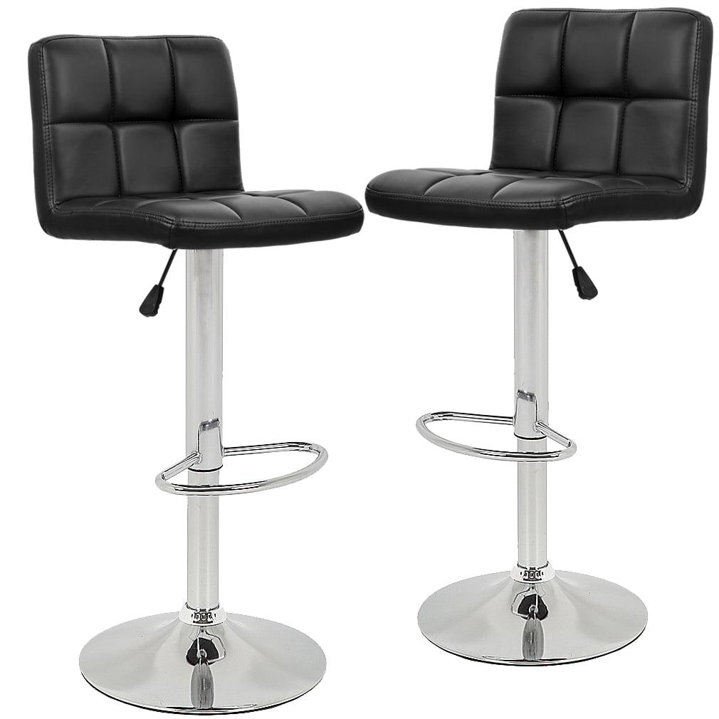 FDW Bar Stool with Swivel & Adjustable Height, Black, Set of 2