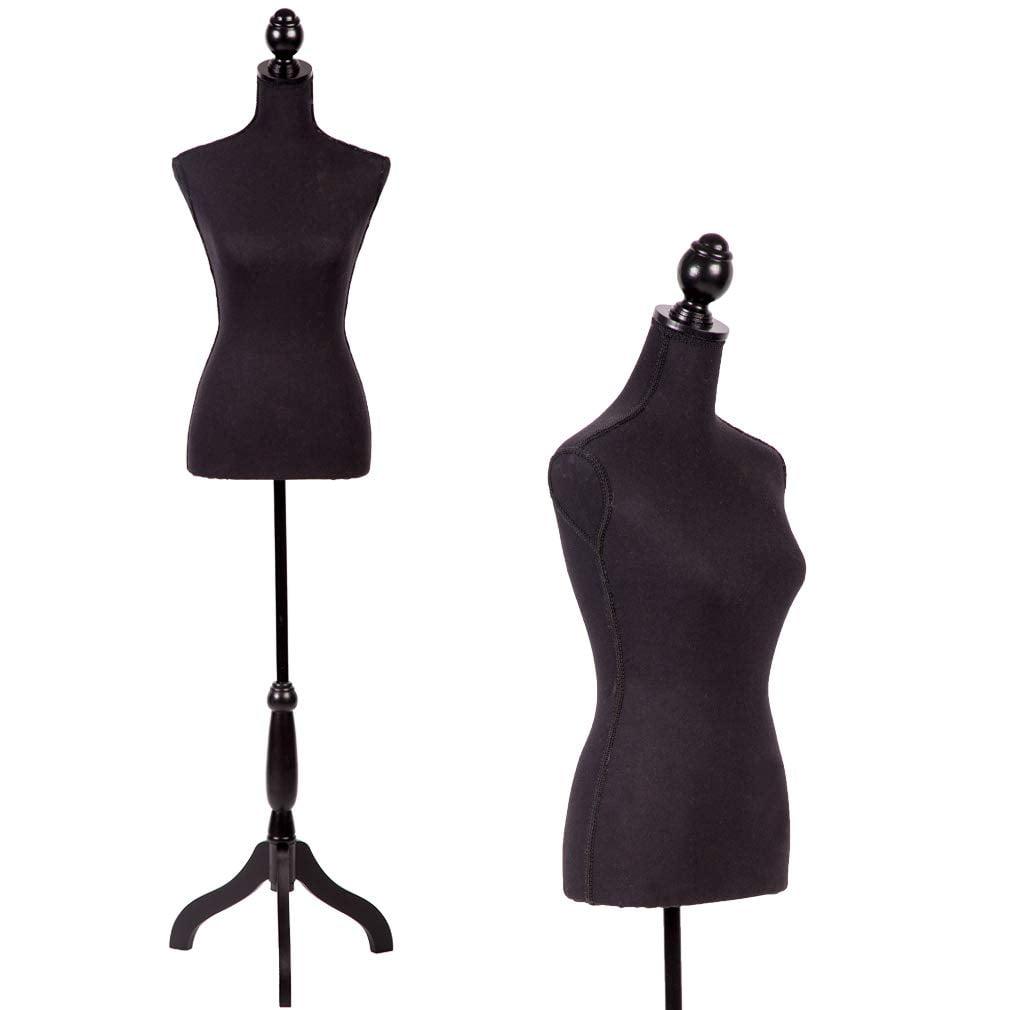 NiamVelo Female Mannequin Torso Dress Form 60-67 Inch Height Adjustable Body Model with Tripod Wooden Base, Black