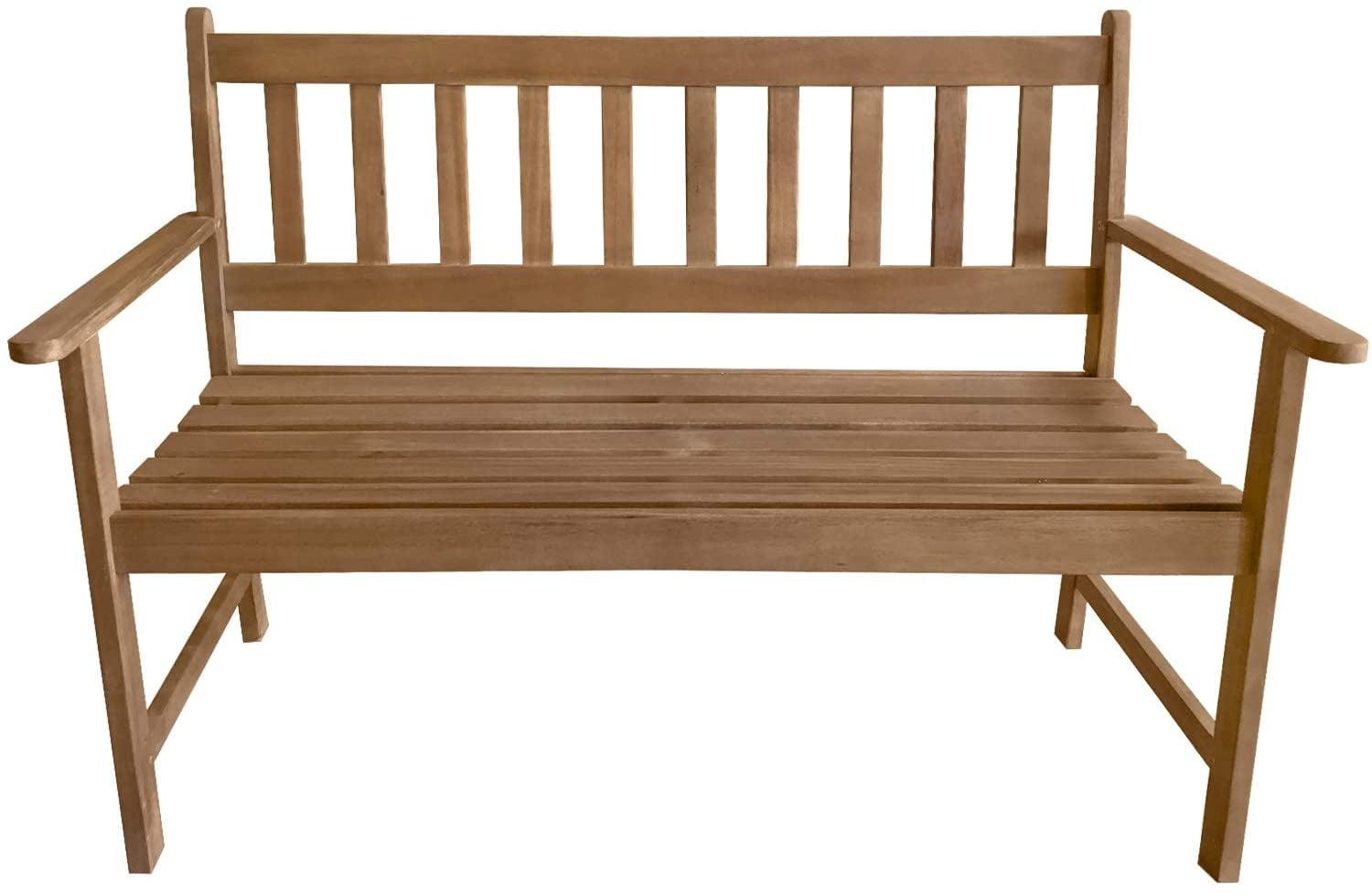 Natural Acacia Wood Outdoor Bench with Center Table