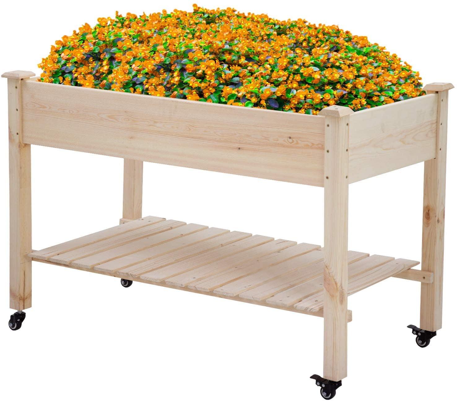 FDW Raised Garden Bed, Wood Planter Box Outdoor and Indoor Planter Box Garden Grow Box Patio Gardening Planter Box for Vegetable Flower,Nature