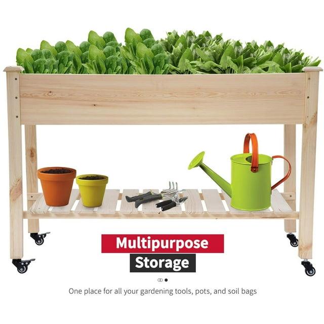 FDW Raised Garden Bed, Wood Planter Box Outdoor and Indoor Planter Box Garden Grow Box Patio Gardening Planter Box for Vegetable Flower,Nature