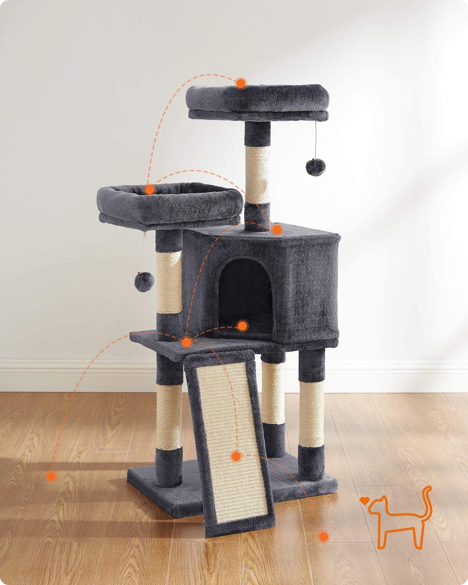 FEANDREA 45.3-Inch Cat Tower, Cat Tree for Indoor Cats, Cat Condo, Smoky Gray