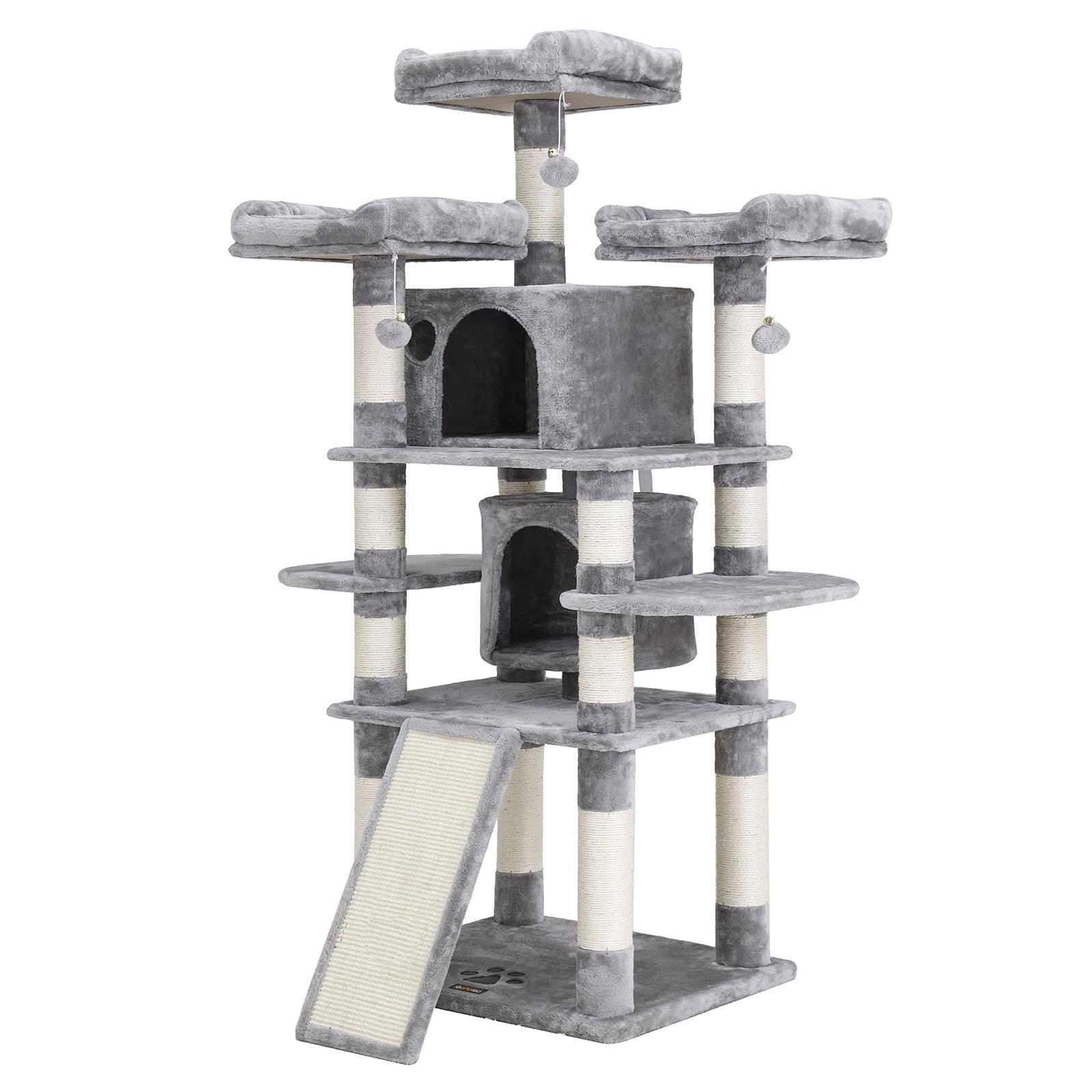 Light Gray Multi-Level Cat Tree with Sisal Posts