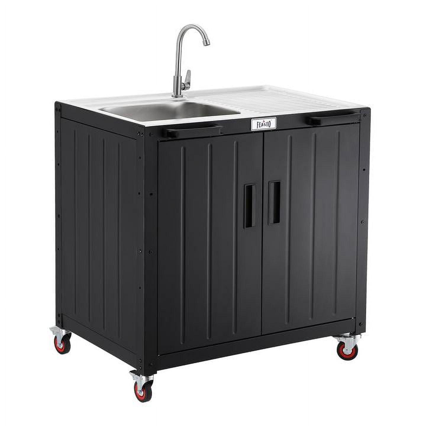 Outdoor Kitchen Series 35.4'' 304 Stainless Steel Freestanding Outdoor Modular Kitchen Sink Station with Cabinet