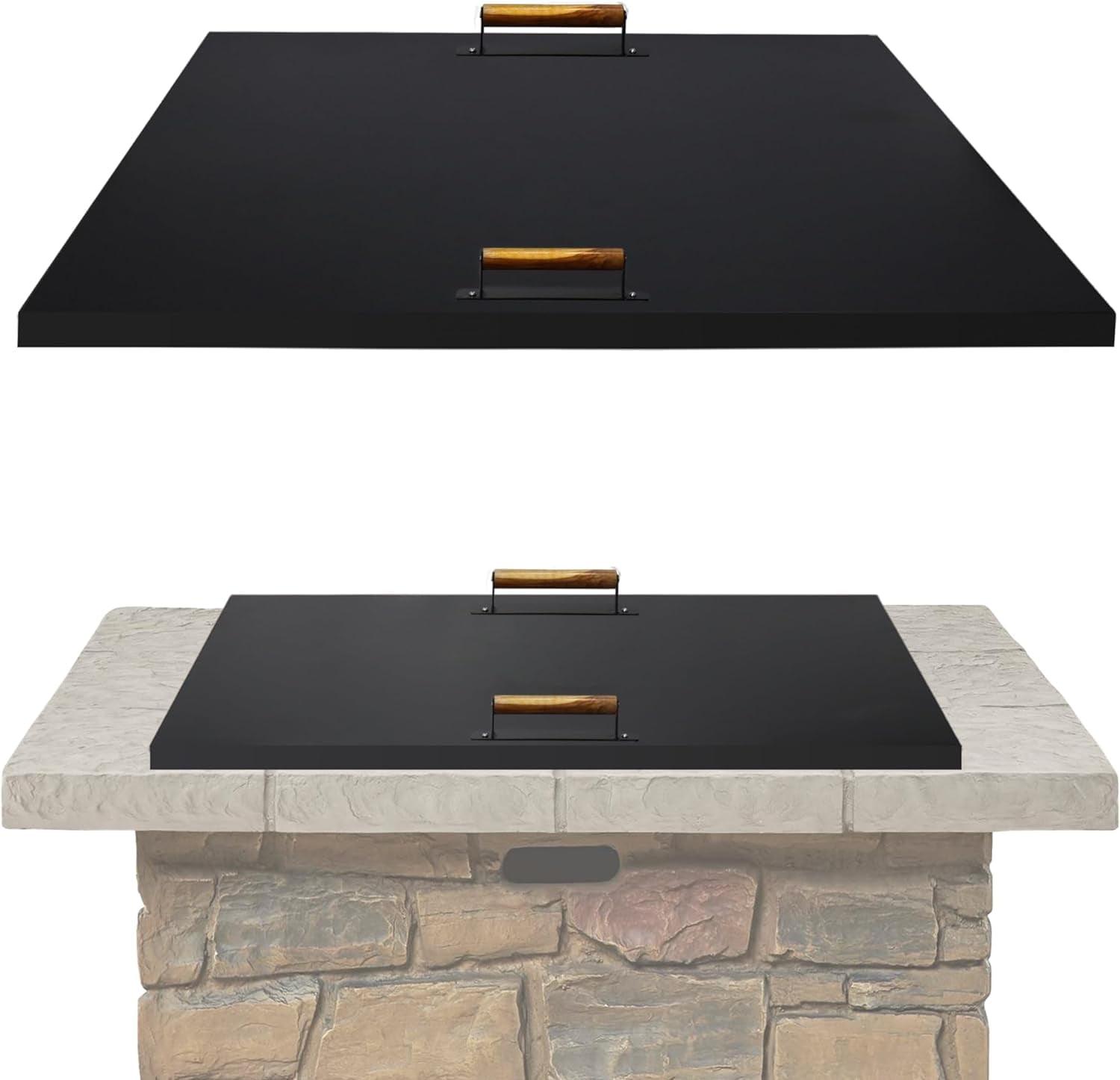 38" x 38" - Fire Pit Lid - Steel Fire Pit Snuffer Lid Cover Square - Drop-in Burner Fire Pit Pan Lid - 1.5 mm Thickness for Outdoor Fire Pit