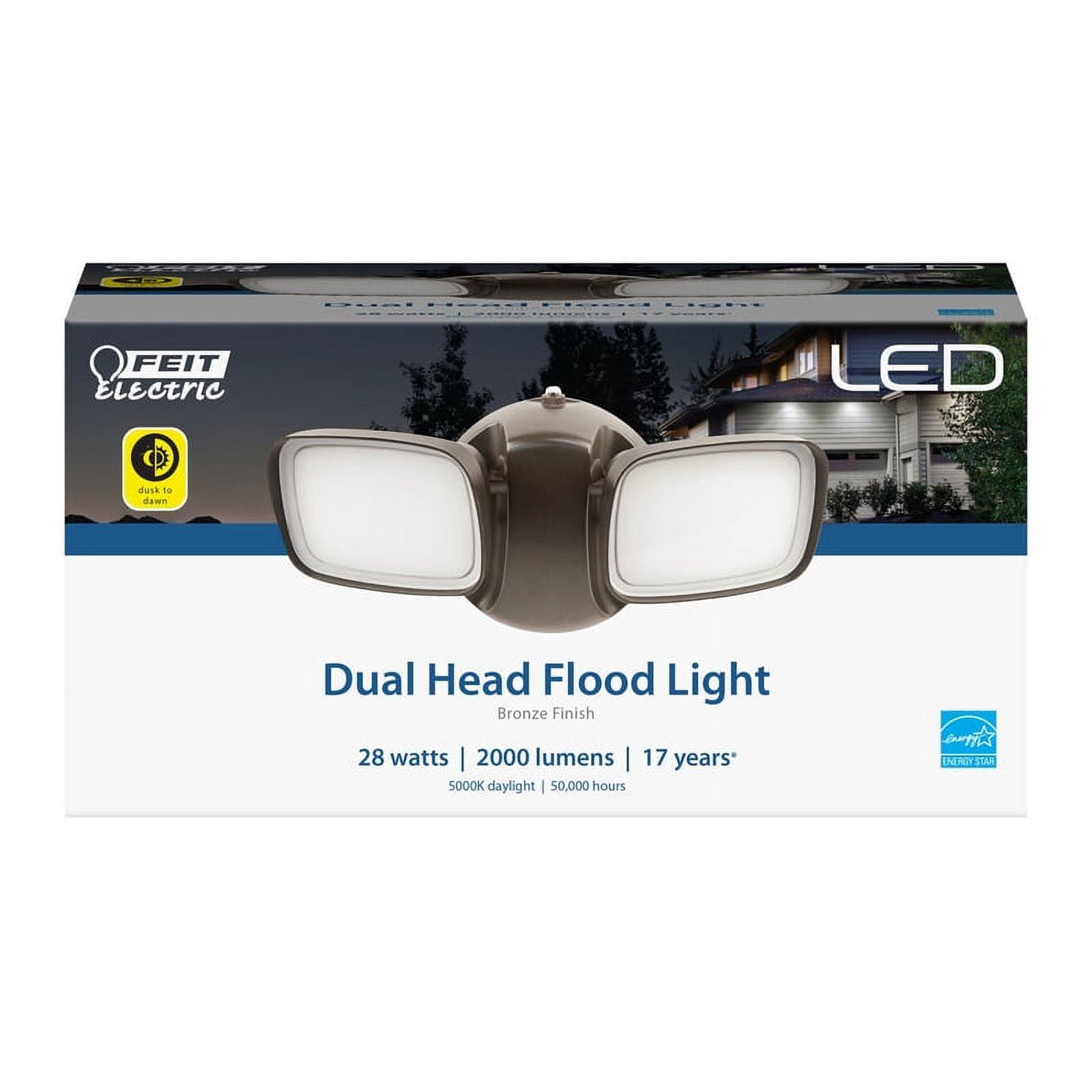 Dual Head Bronze LED Dusk to Dawn Security Flood Light