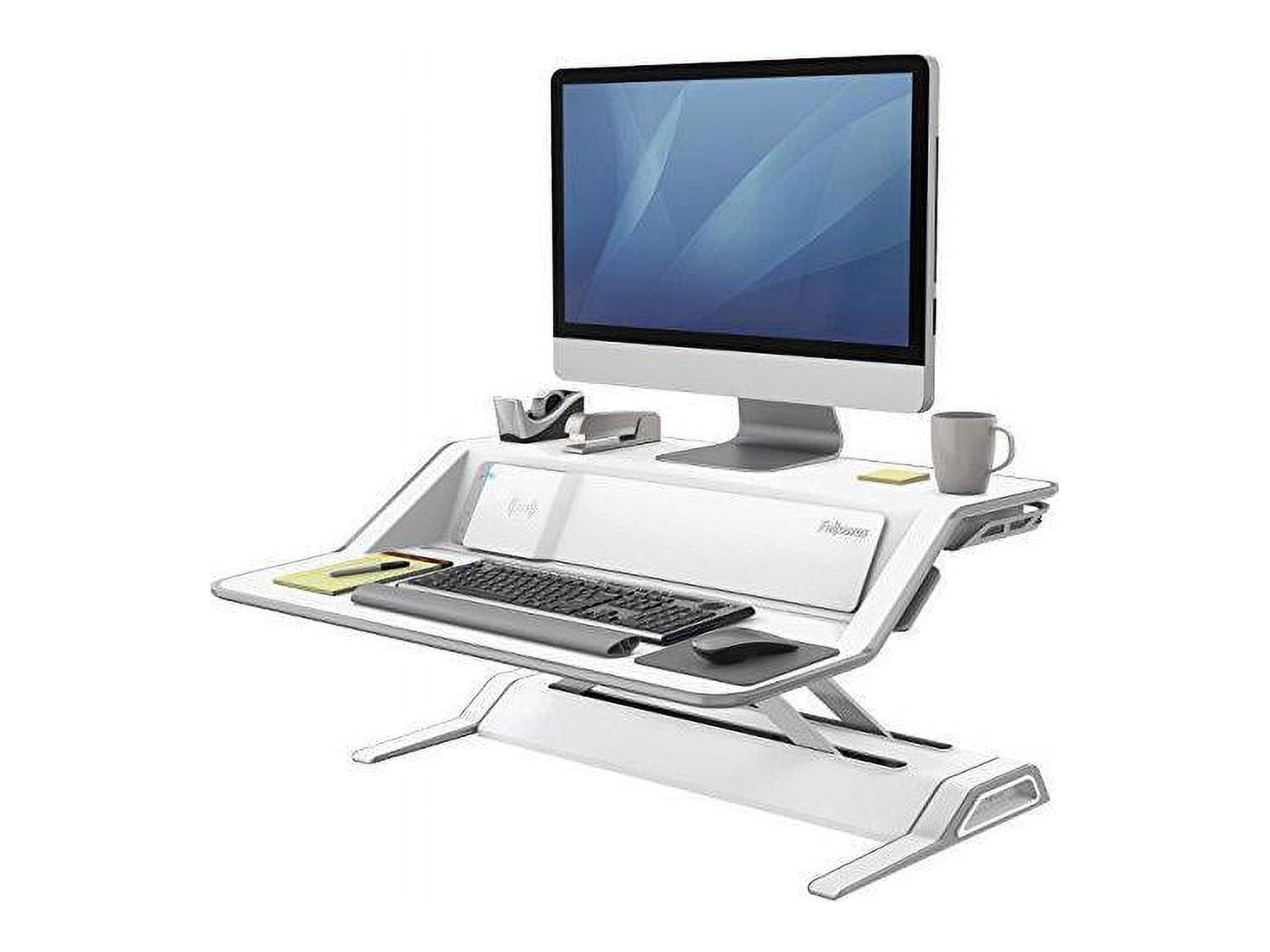 32.8" White Lotus DX Sit-Stand Desk Converter with USB Charging