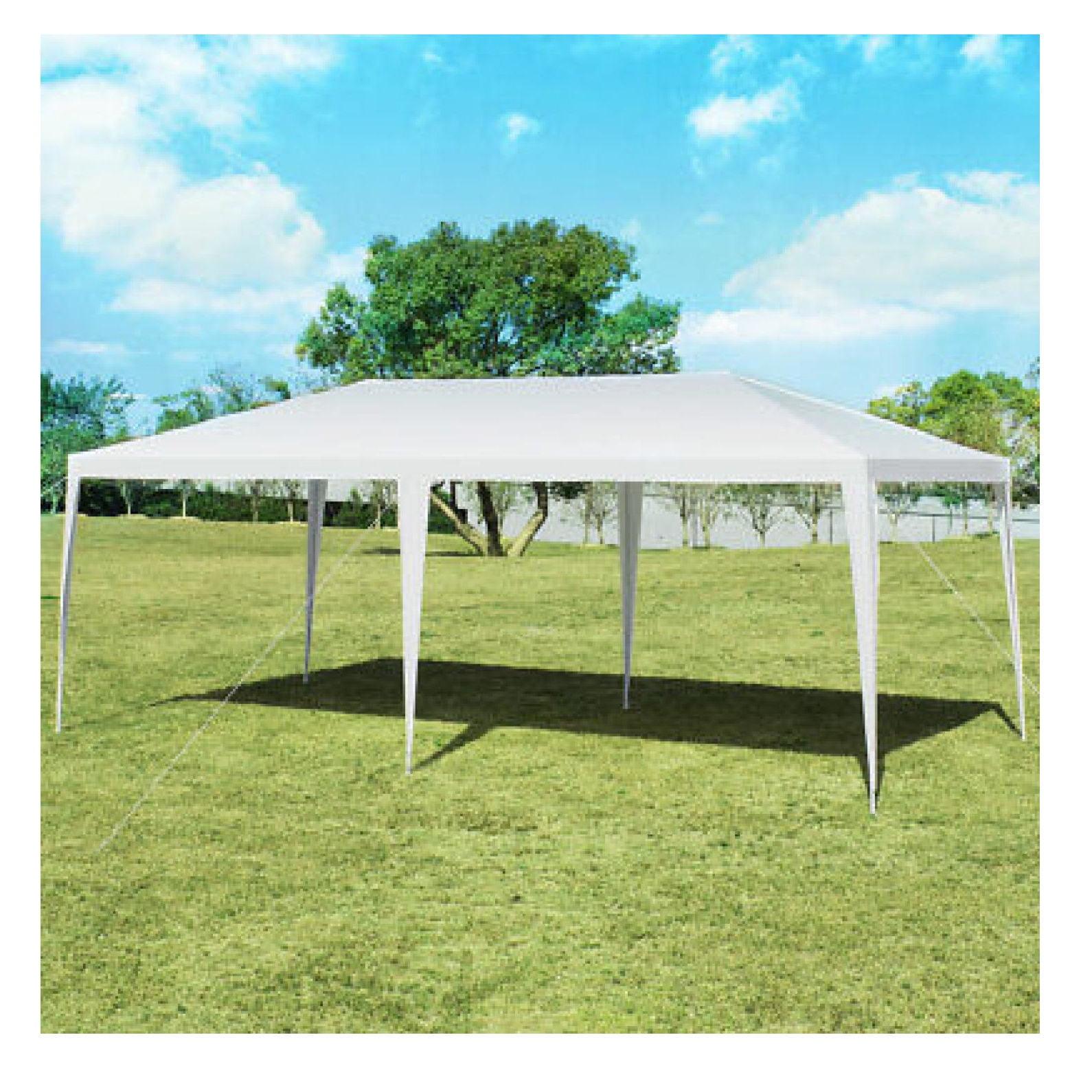 10 x 20 Feet Canopy Tent, Wedding Canopy with Wind Rope, Outdoor Shelter Pavilion for Parties, Commercial Activity, Camping, Heavy Duty White Party Tent for Family Friends