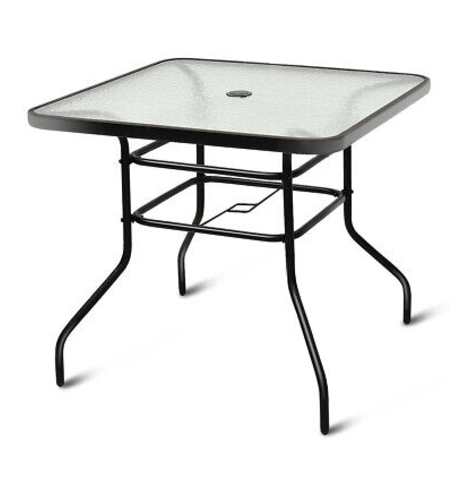 32'' Clear Glass and Black Iron Square Bistro Table