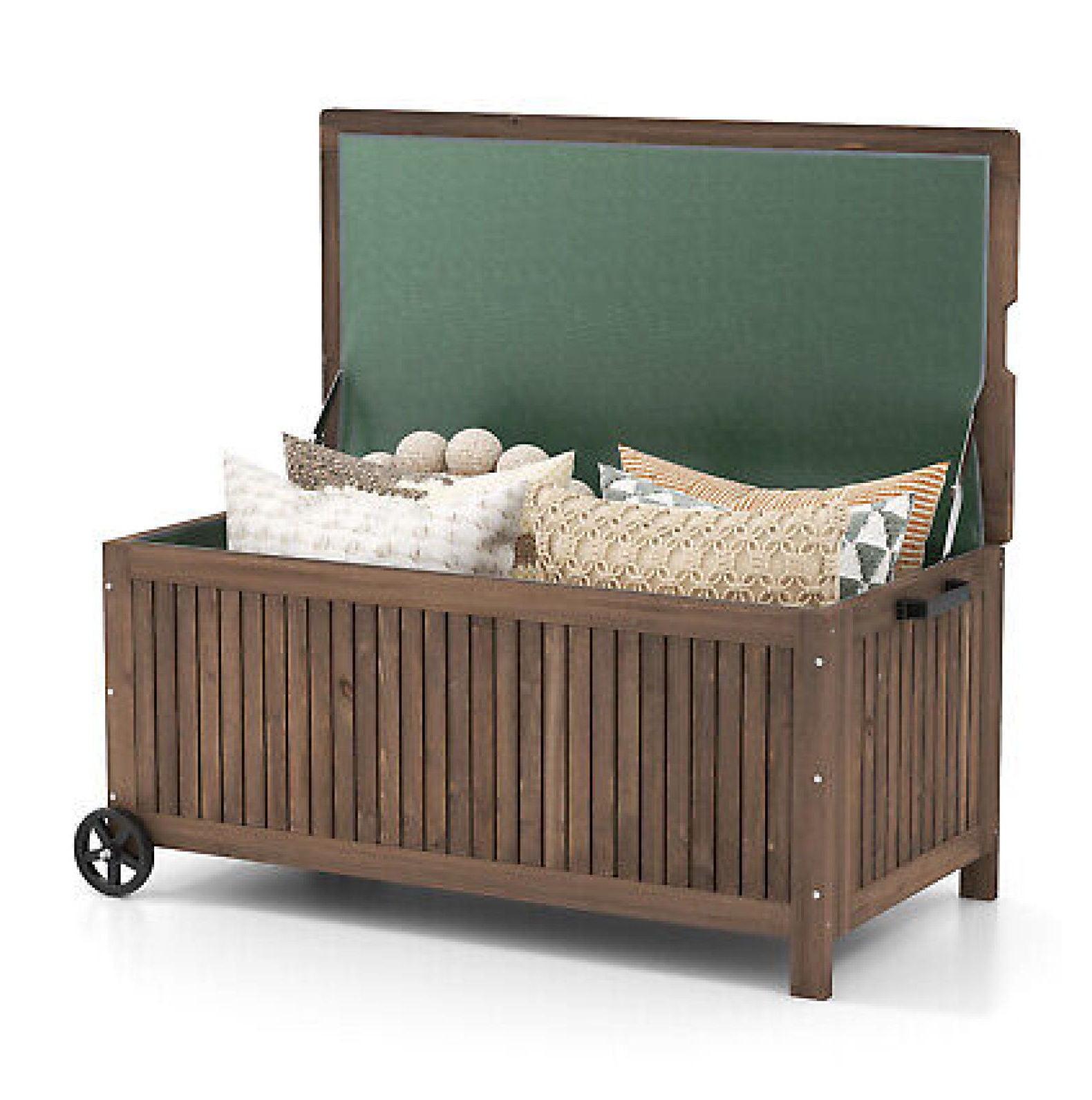 56 Gallon Wooden Storage Box, Fir Wood Patio Storage Bench