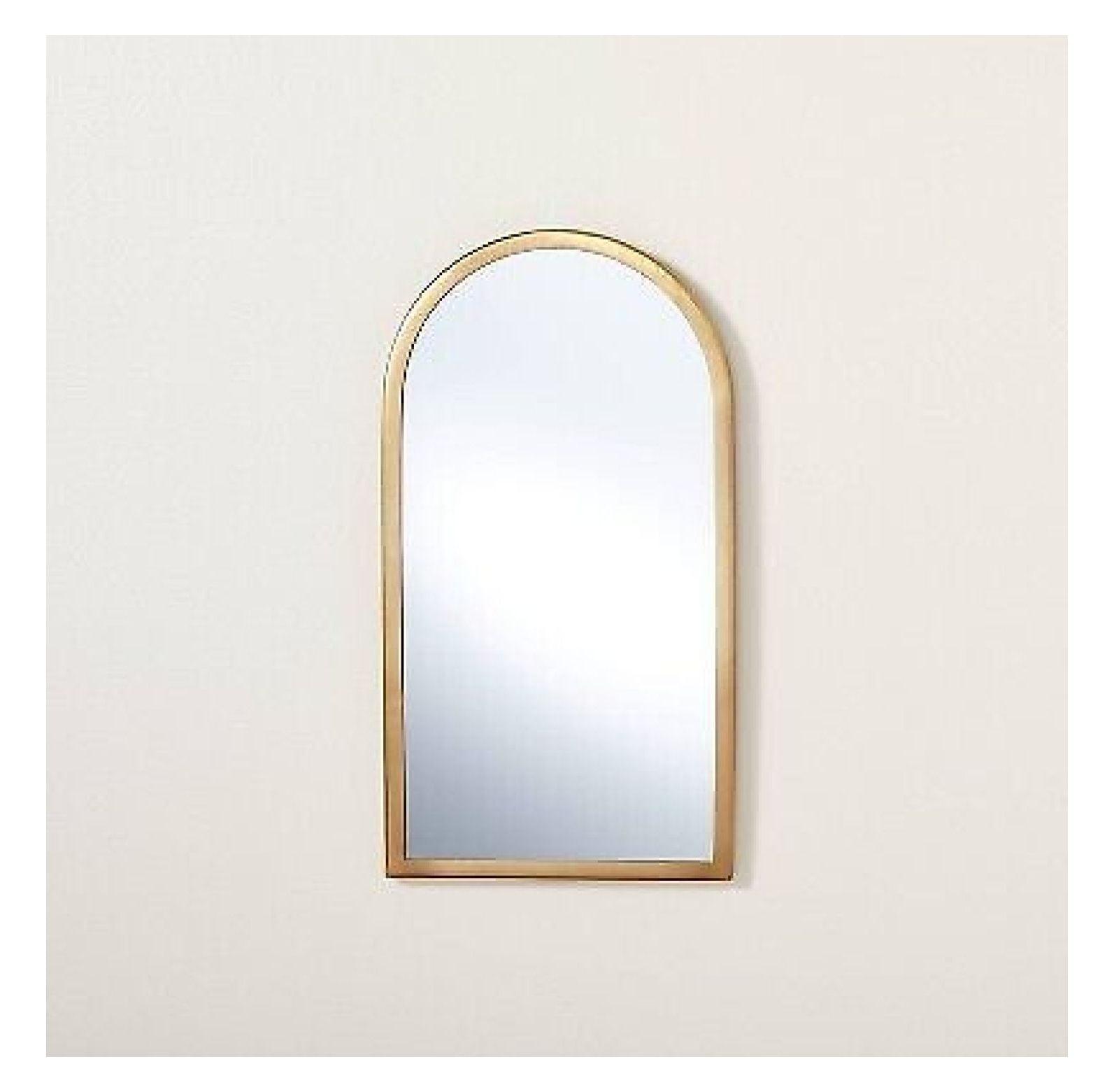 Arched Brass Finish Metal Frame Wall Mirror 8"x16"