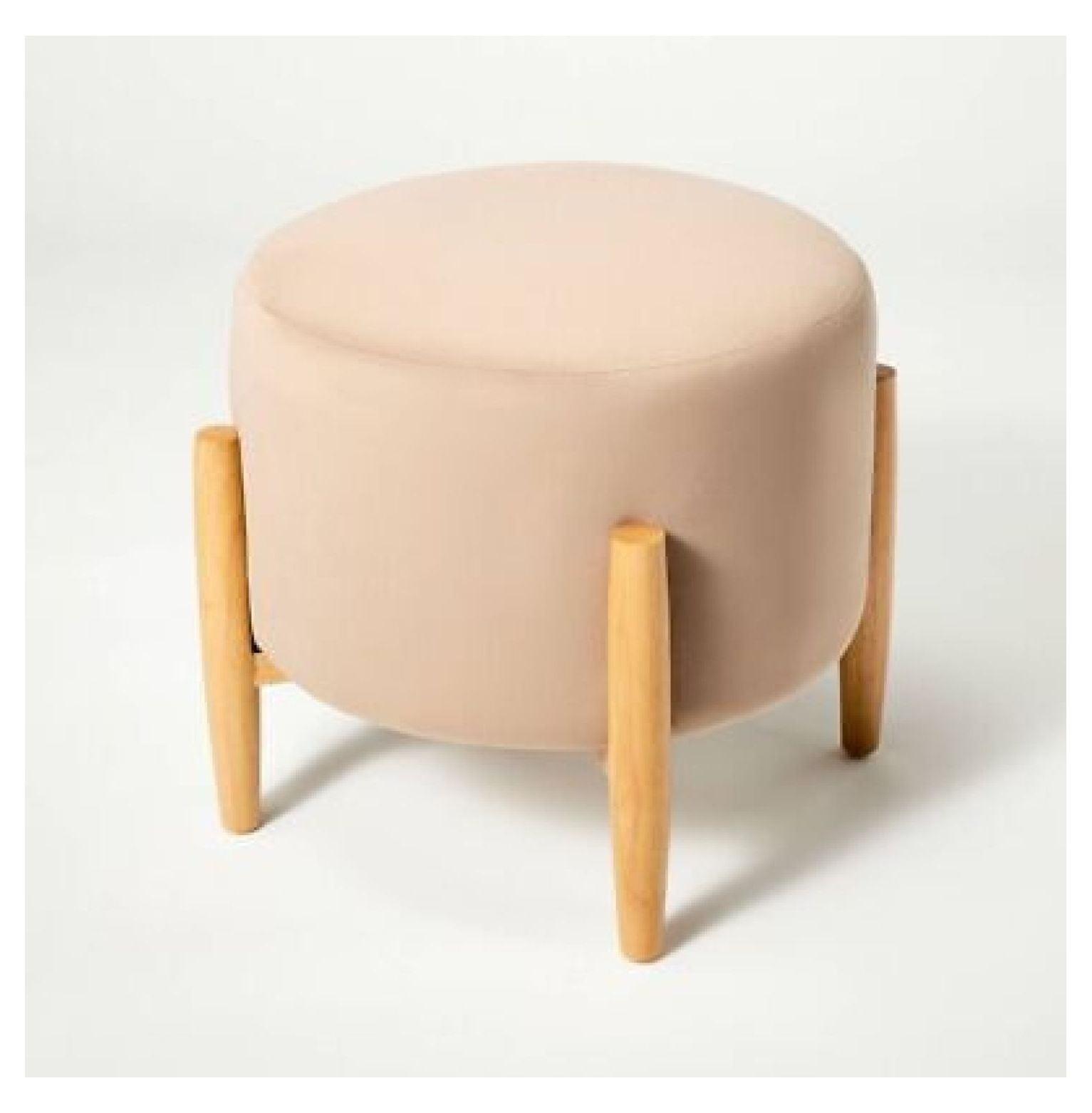 Elroy Round Velvet Ottoman with Wooden Legs - Threshold™ designed with Studio McGee