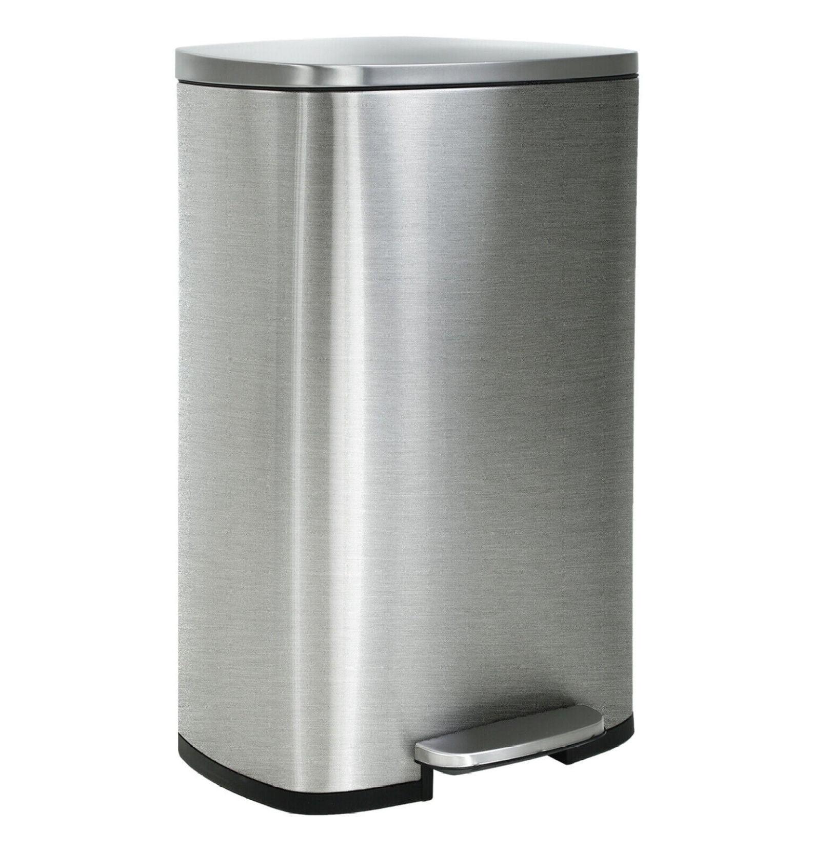 FDW 13 Gallon/50 L Stainless Steel Kitchen Trash Can, Fingerprint-Proof for Office/Home(Silver)