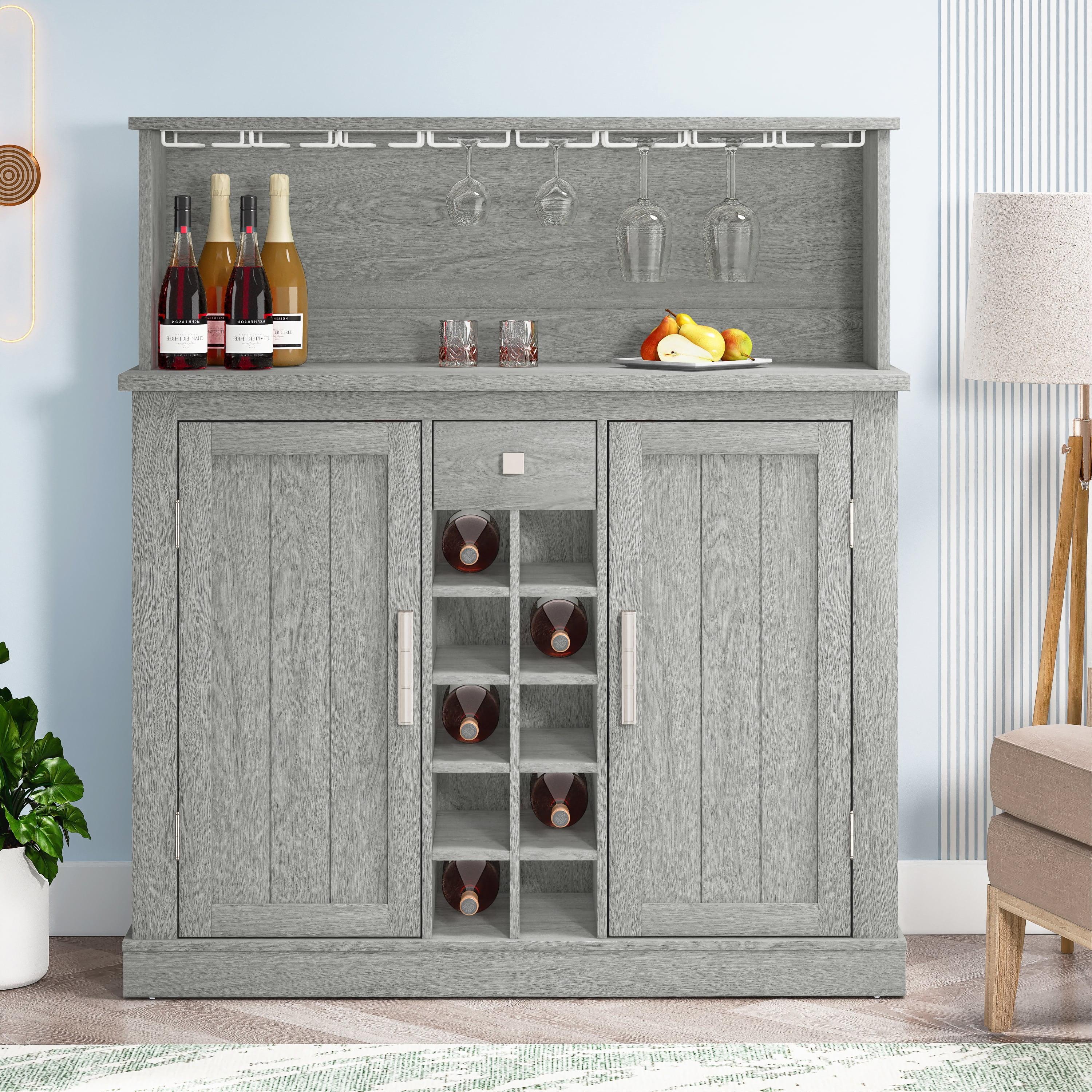 Festivo 47" Farm Style Gray Wood Buffet Bar Cabinet