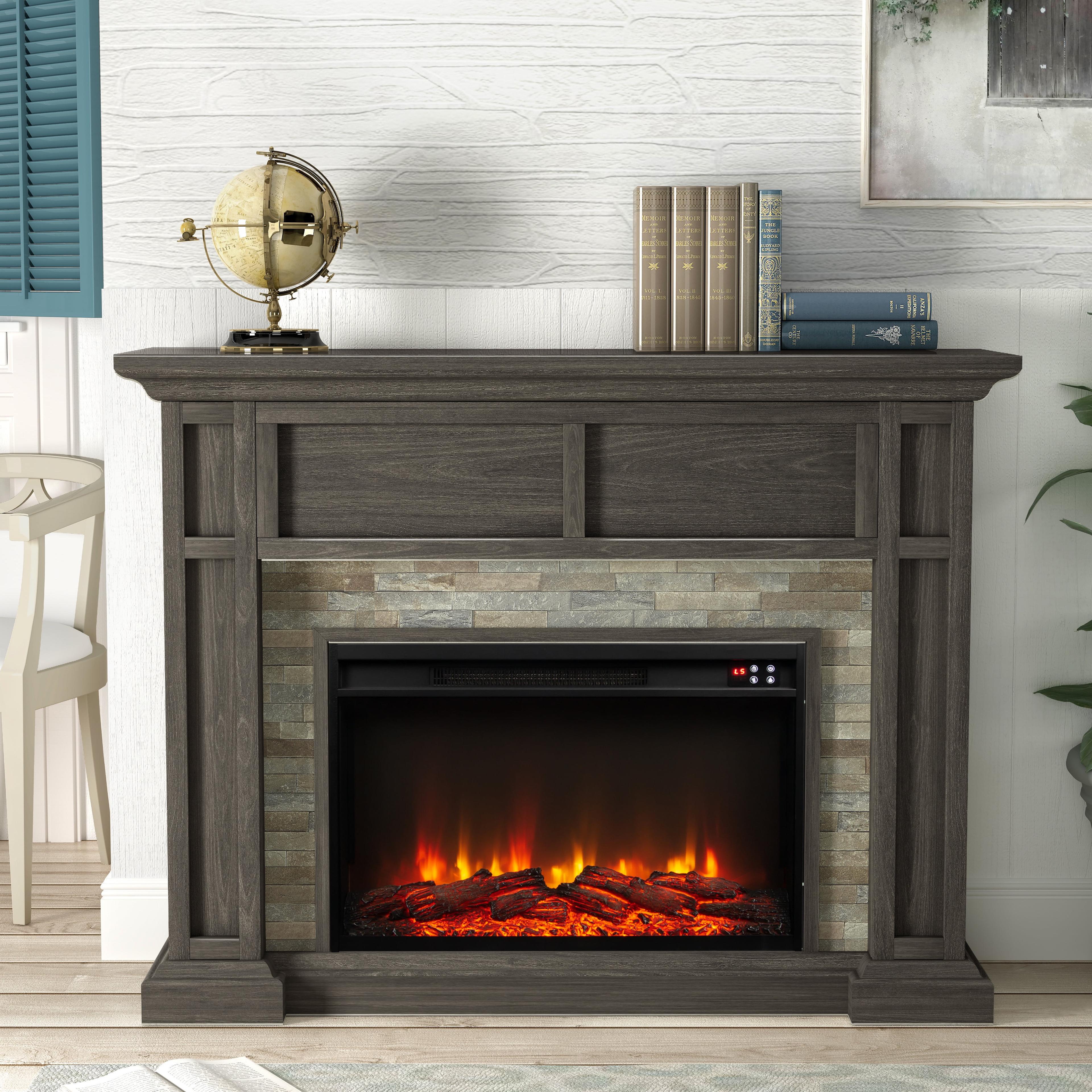 48" Freestanding Electric Fireplace Brown - Festivo: MDF, Remote, Up to 45" TV