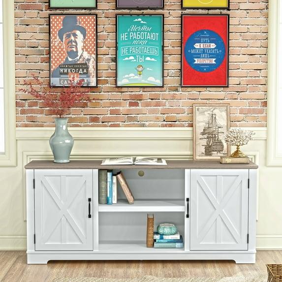 70" Classic Style TV Stand for TVs up to 78" White - Festivo: Farmhouse Design, Cable Management, Adjustable Storage