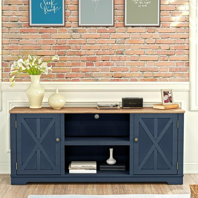 70" Classic Style TV Stand for TVs up to 78" Navy - Festivo: Media Console with Adjustable Shelves
