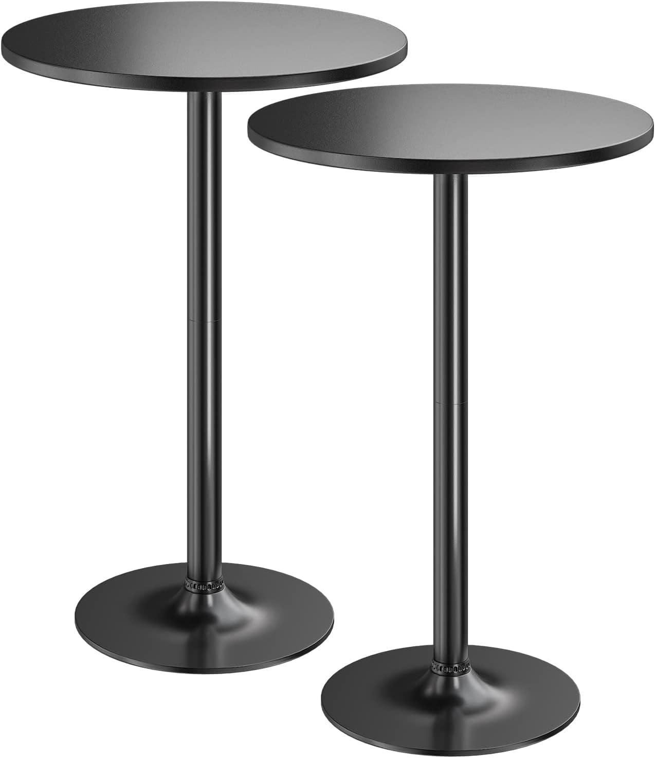 Homall 2-Pieces Bistro Pub Table Round Bar Height Cocktail Table Metal Base MDF Top Obsidian Table with Black Leg 23.8-Inch Top, 39.5-Inch Height, Black