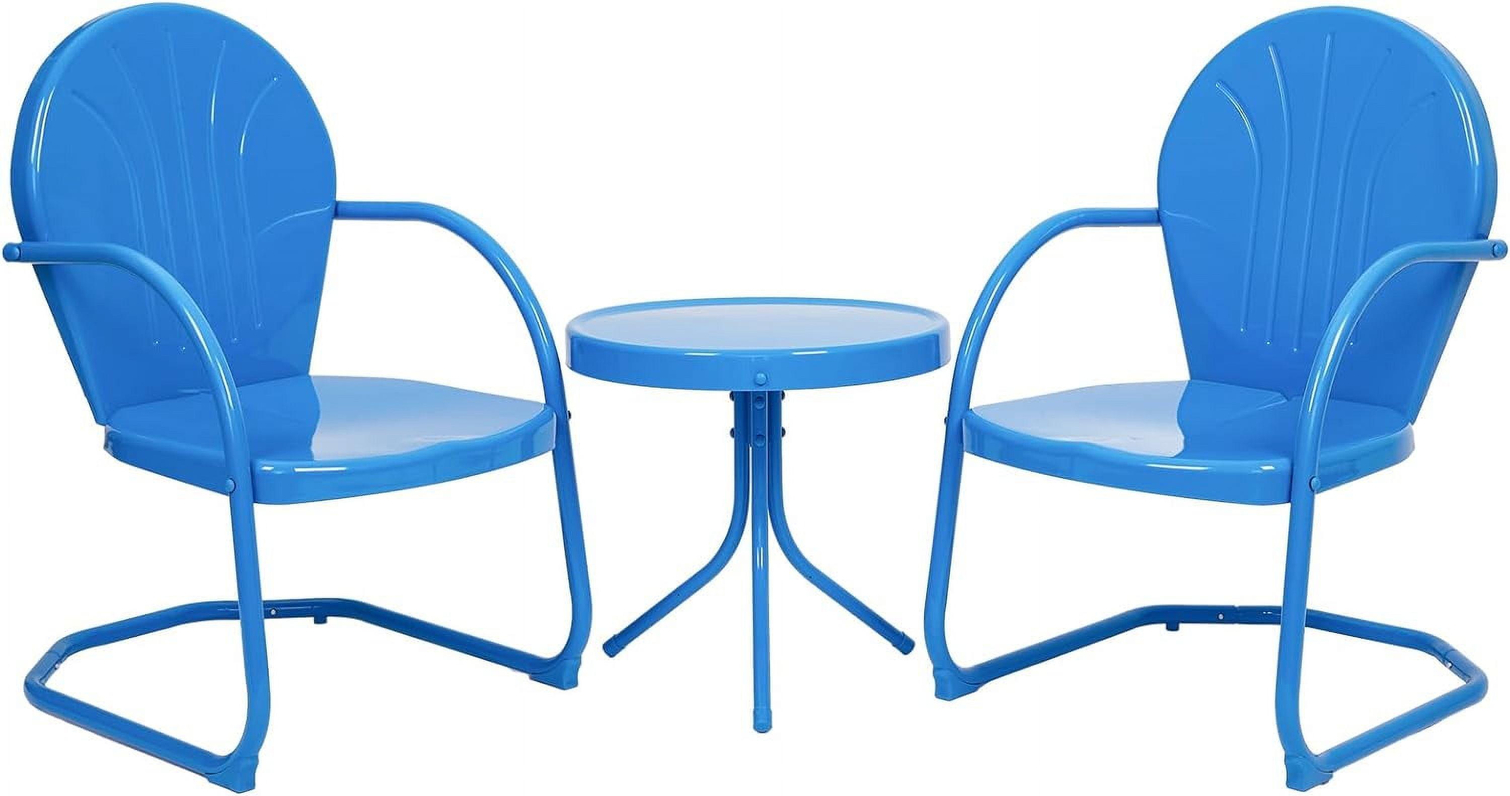 Blue Retro Metal 3-Piece Outdoor Bistro Set