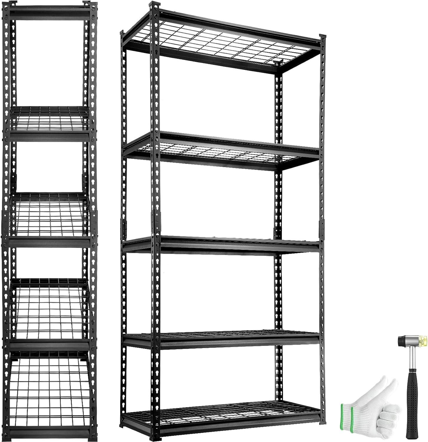 MOPHOTO 36" L x 16" W x 72" H Adjustable 5 Tier Garage Shelving Heavy Duty Support 2000lbs, Metal Shelves for Storage, Industrial Utility Racks, Garage Storage Shelves Heavy Duty Shelving