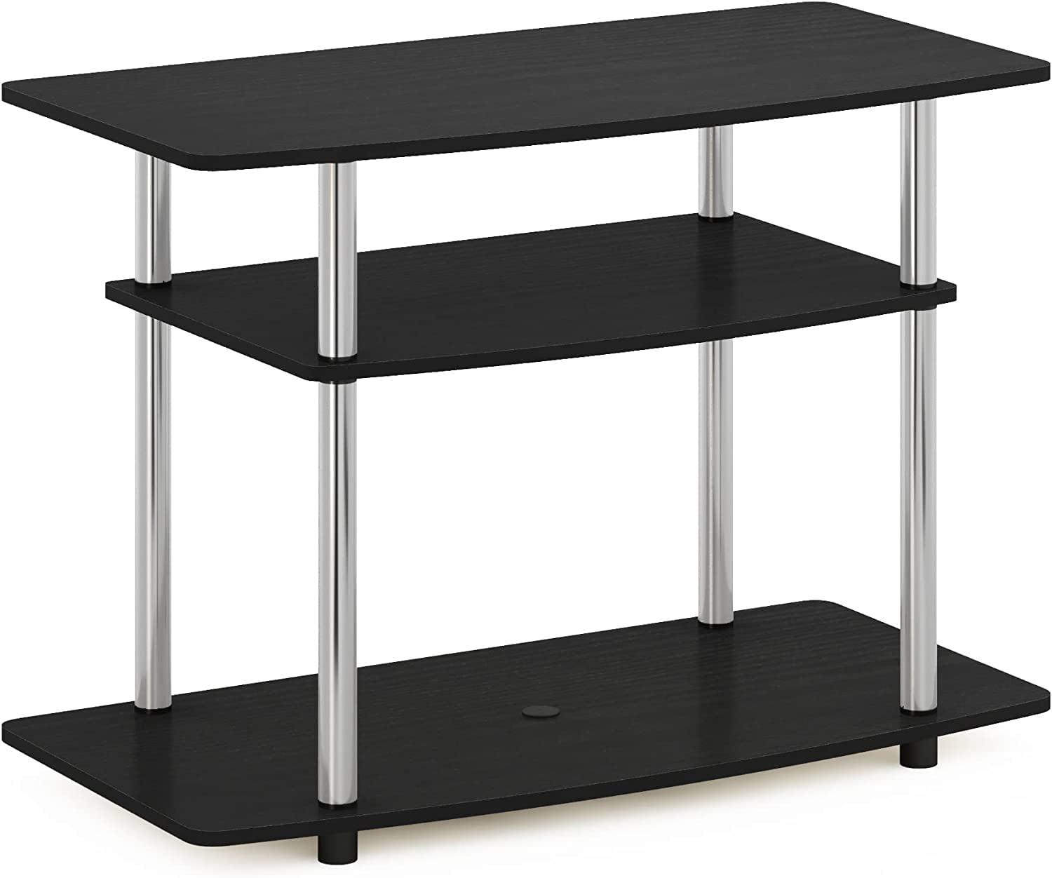 Americano Chrome 3-Tier TV Stand with Stainless Steel Poles