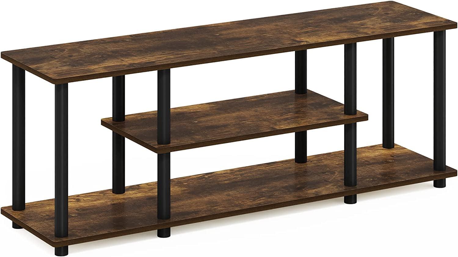 Amber Pine and Black 3-Tier TV Stand