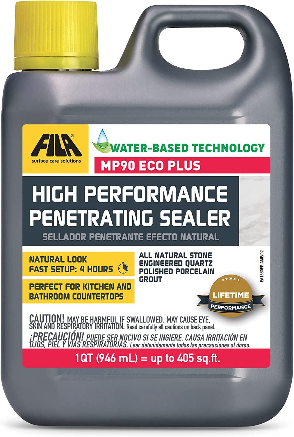 FILA Natural Stone Sealer MP90 Eco Plus 1 QT, Natural Look Sealer and Stain Protector, ideal for All Natural Stone, Polished Porcelain Tile and Grout, Eco-friendly Water Based