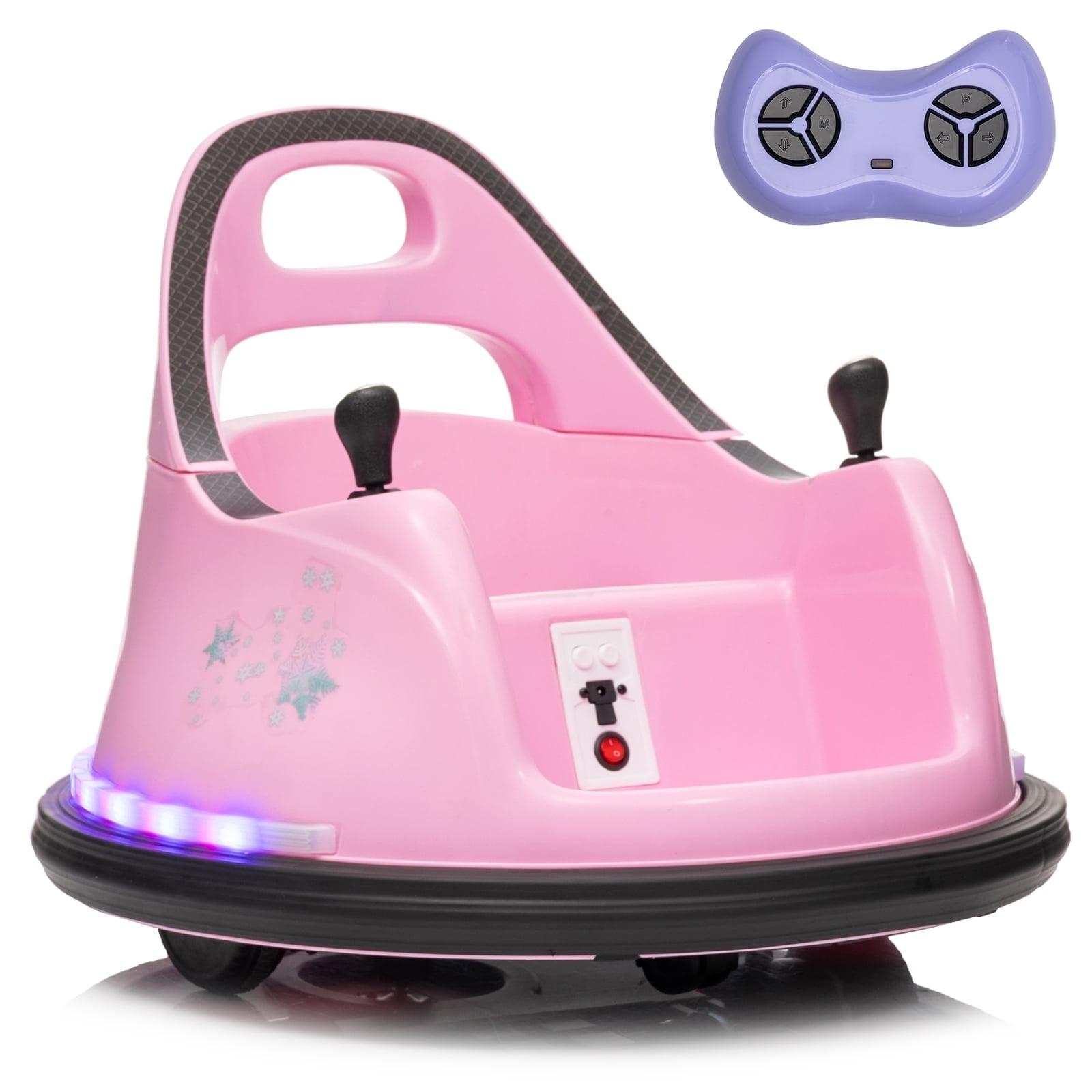 Gymax 12V Electric Kids Ride on Bumper Car Battery Powered Bumping Car w/ Remote Control Pink