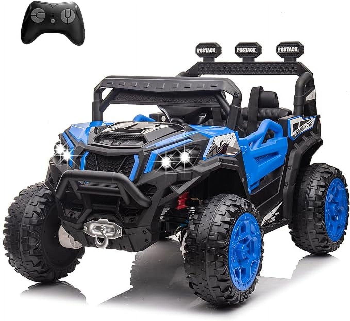 iYofe 24V Ride on Toys for Kids, Large Seat Ride on UTV Cars with Remote Control, Battery Powered Kids Car Electric Vehicle with 3 Speed, Bluetooth Music, 4 Wheels Spring Suspension, Blue