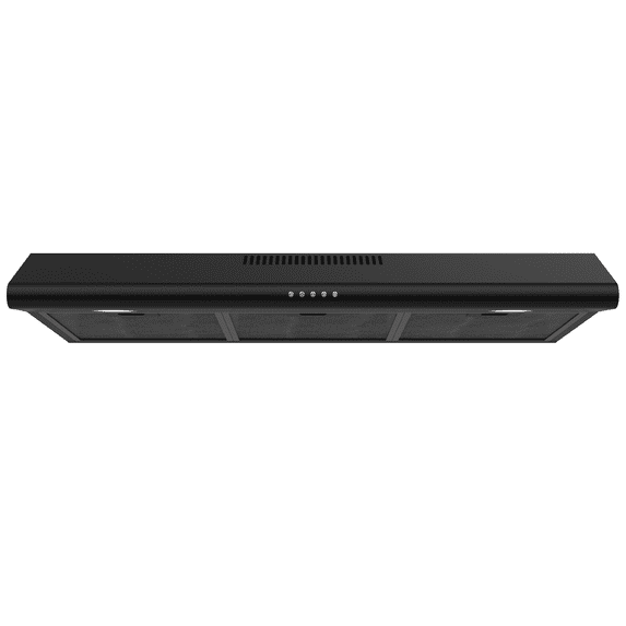 FIREGAS 36 inch Under Cabinet Range Hood 300CFM with Ducted/Ductless Convertible, Slim Kitchen Over Stove Vent, 3 Speed Exhaust Fan, Reusable Aluminum Filters, Push Button, Black