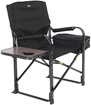 Black Steel Folding Director Chair with Tray and Cooler