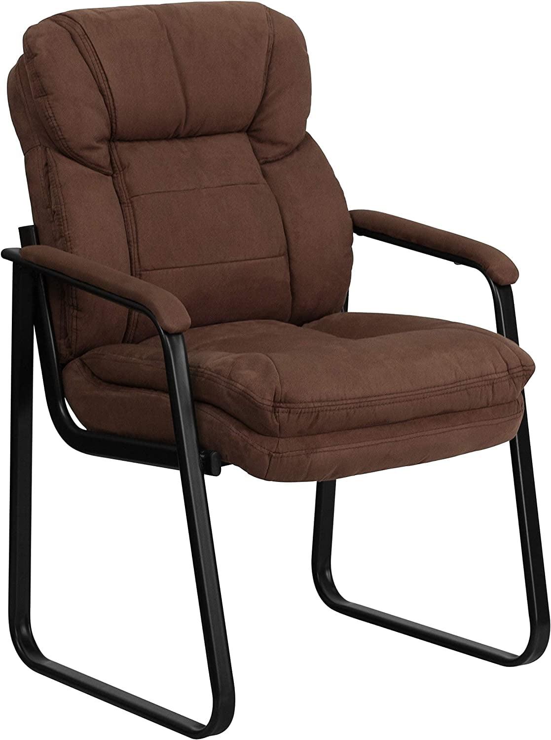 Brown Microfiber Executive Side Chair with Metal Sled Base