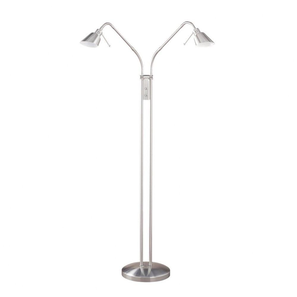 Oslo Twins Satin Nickel Adjustable Kids' Floor Lamp with Dual Lights