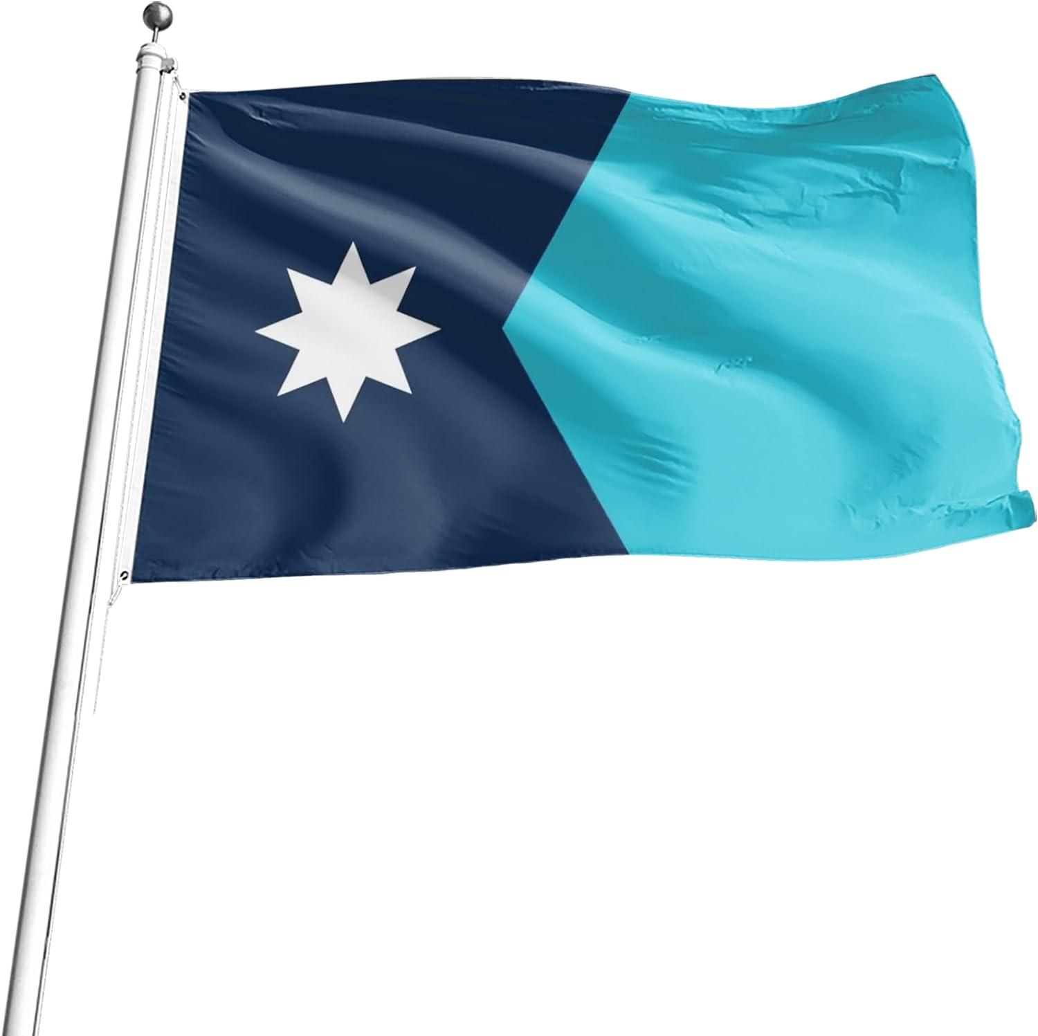 New Minnesota State Flag 3x5 Outdoor MN Flag 2 Rows Stitched Edge Canvas Header with 2 Brass Grommets