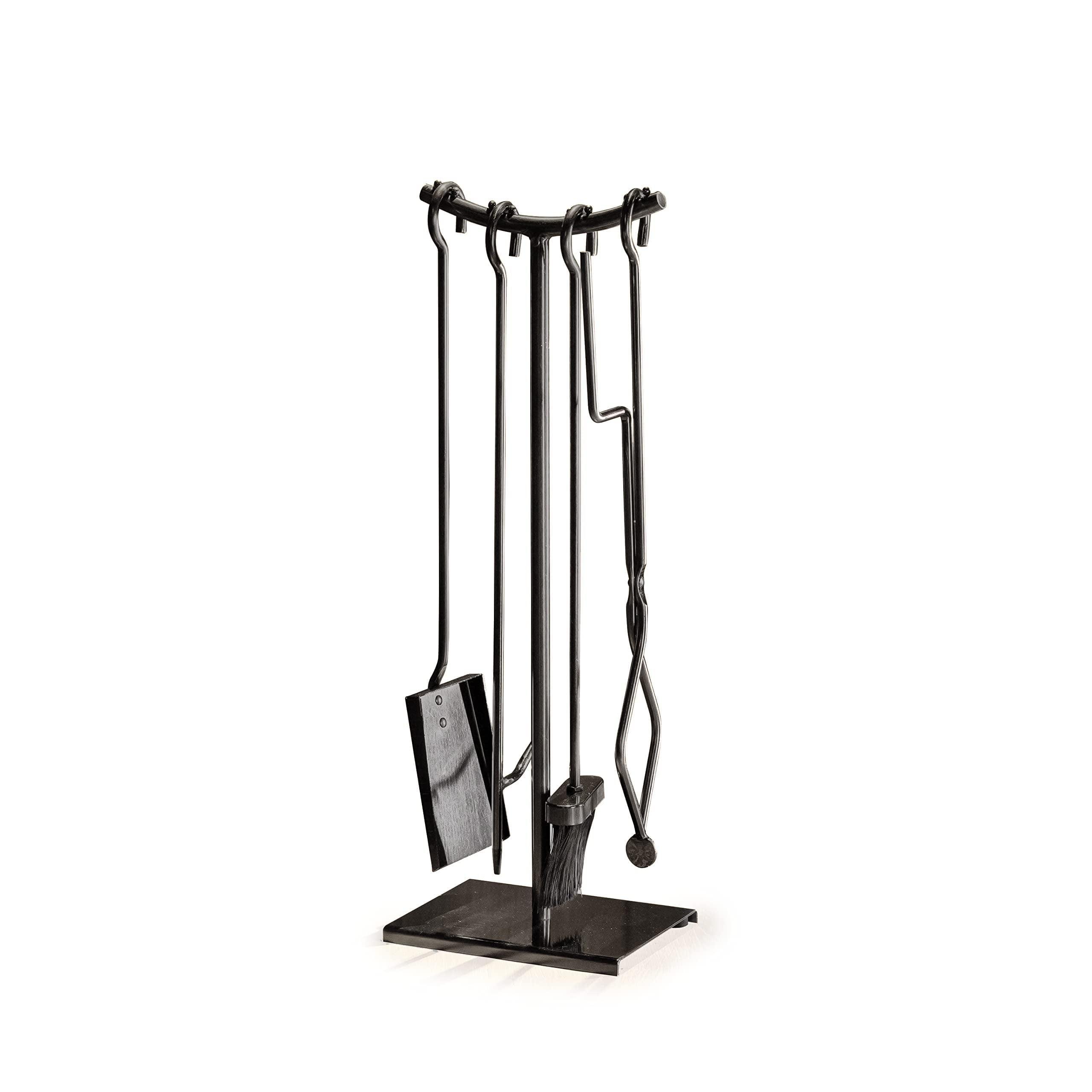 Glossy Black 5-Piece Cast Iron Fireplace Tool Set