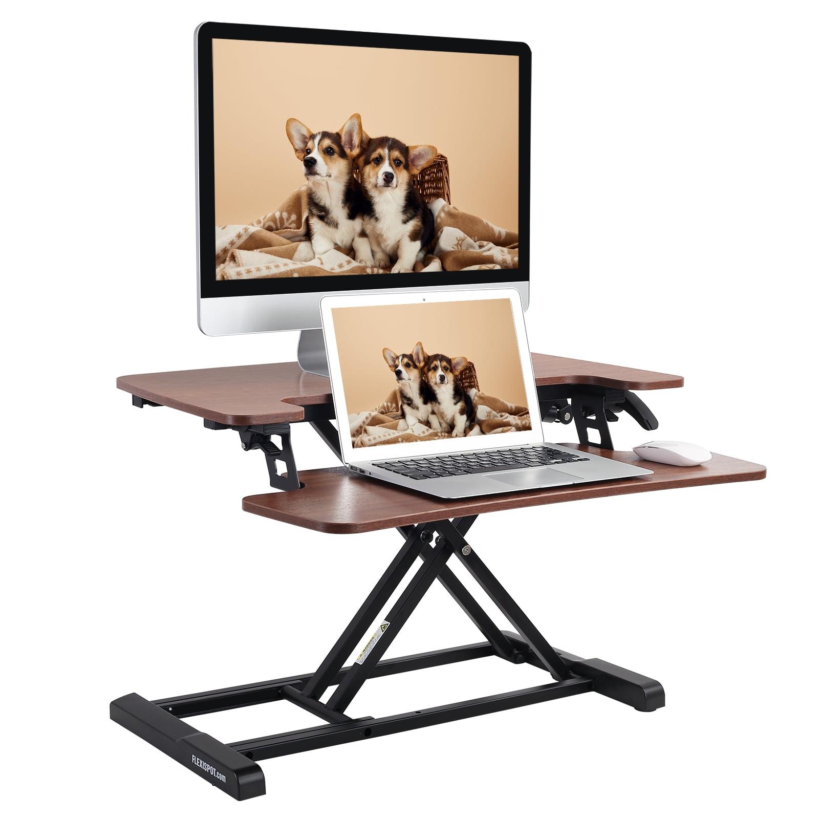 FlexiSpot Mahogany 28" AlcoveRiser Standing Desk Converter with U-Shape Keyboard Tray