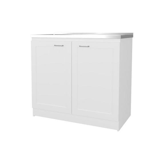 FM FURNITURE Haivana Utility Sink Base Cabinet with Double Doors White