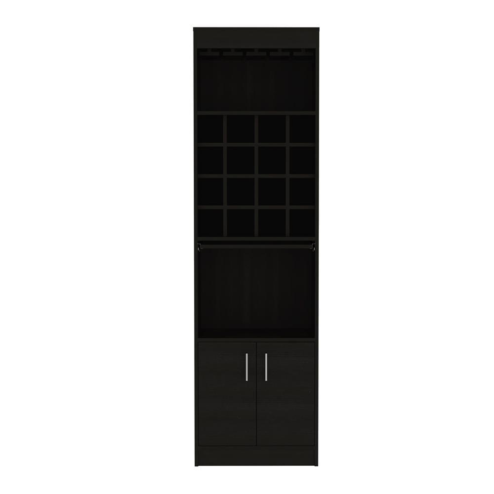 Illinois Black Wenge Engineered Wood Tall Bar Cabinet